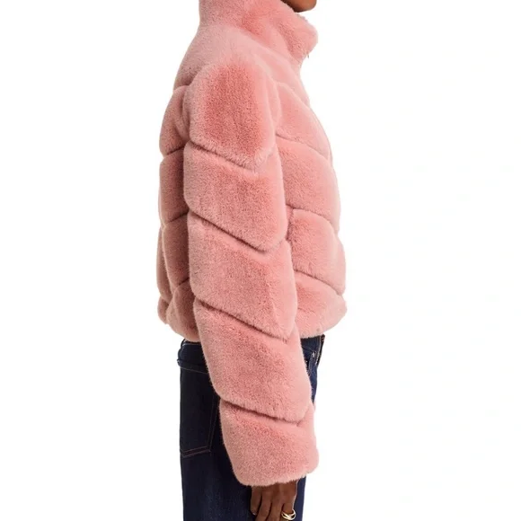 Generation Love Misty Rose Faux Fur Chevron Cropped Jacket - Picture 5 of 9